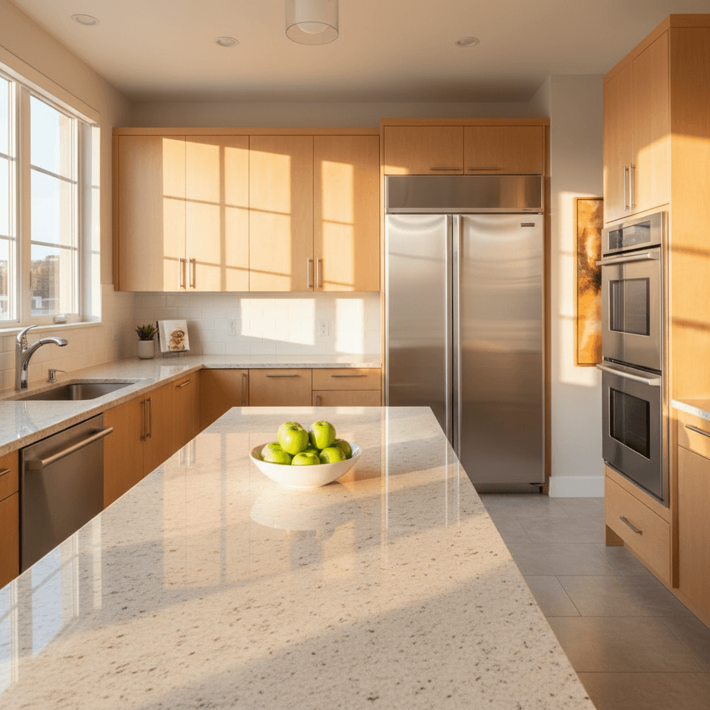 Spotless modern kitchen after a deep cleaning